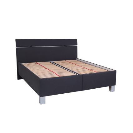 Lit rembourré ALIS 160x200 cm avec matelas et coffre de rangement, anthracite
