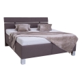 Lit rembourré ALIS 180 x 200 cm avec matelas et coffre de rangement, marron