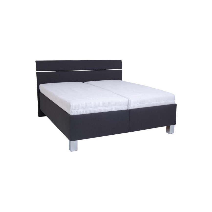Lit rembourré ALIS 180x200 cm avec matelas et coffre de rangement, anthracite