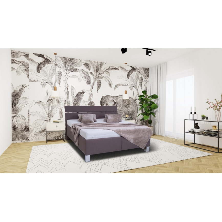 Lit rembourré avec coffre de rangement ALIS 160x200 cm, sans matelas, marron
