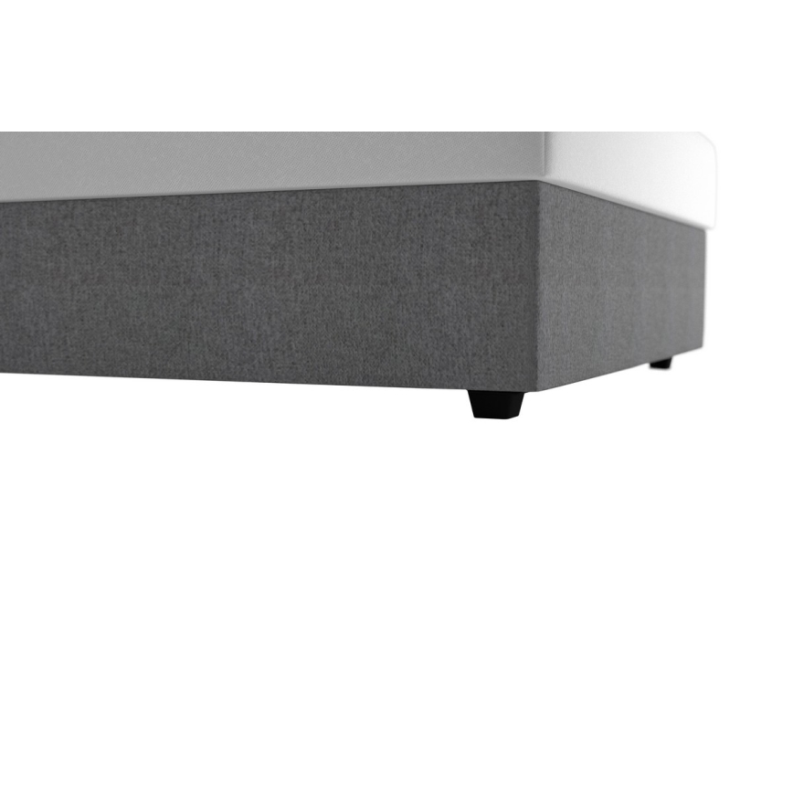 Lit rembourré avec coffre de rangement et matelas DARIA 120x200 cm gris