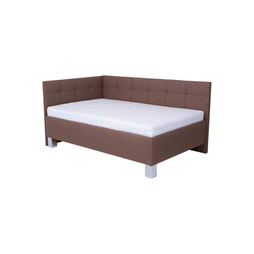 Lit rembourré avec coffre de rangement MARIA PETITE 120x200 cm, sans matelas, marron