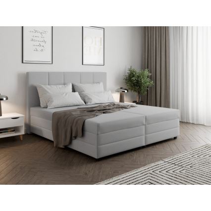 Lit rembourré avec matelas à ressorts et espace de stockage ISABEL 160x200 gris clair