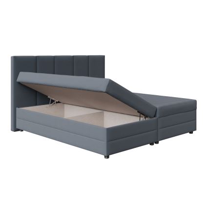 Lit rembourré avec matelas à ressorts et espace de stockage ISABEL 160x200 gris