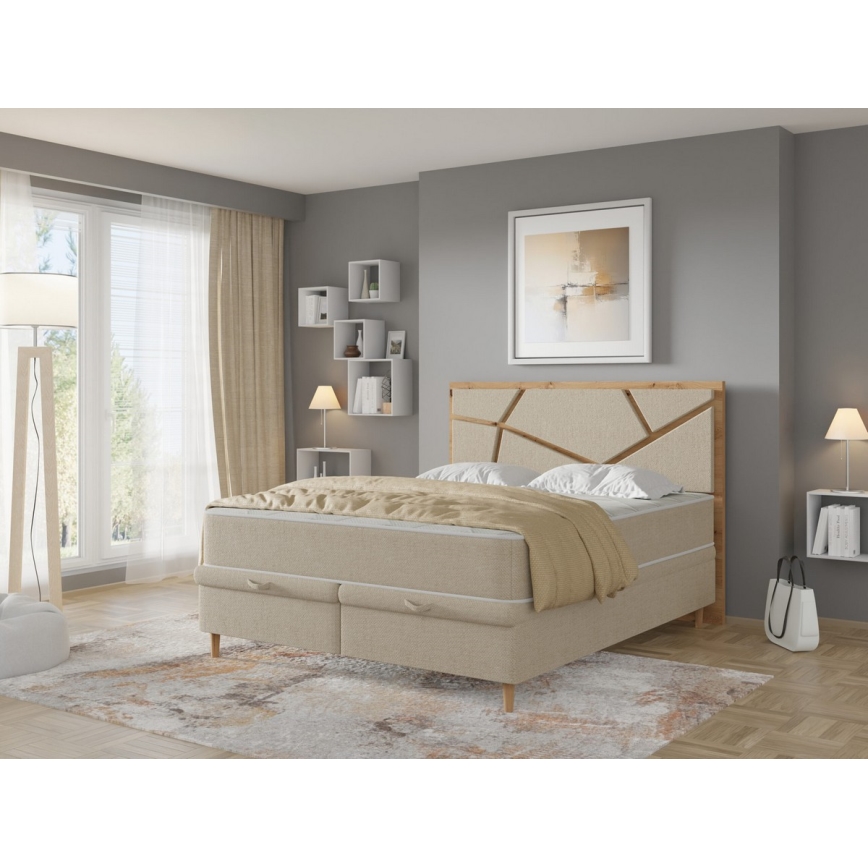 Lit rembourré avec matelas avec un espace de stockage NAOMI 180x200 cm beige