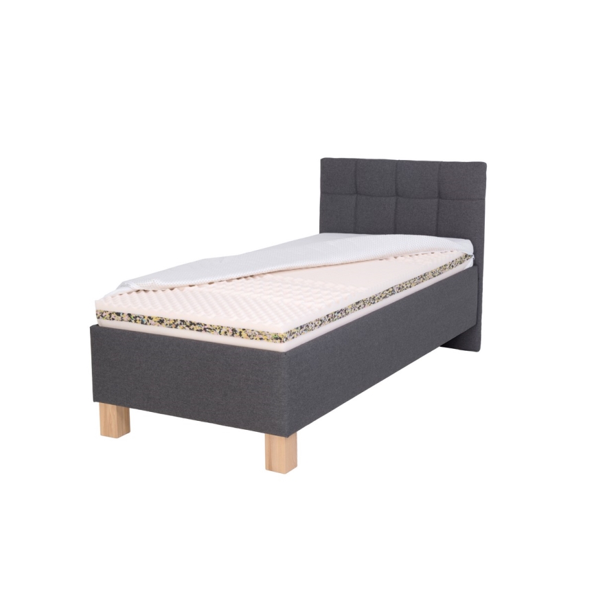 Lit rembourré avec matelas et coffre de rangement MARIA ONE 90x200 cm gris
