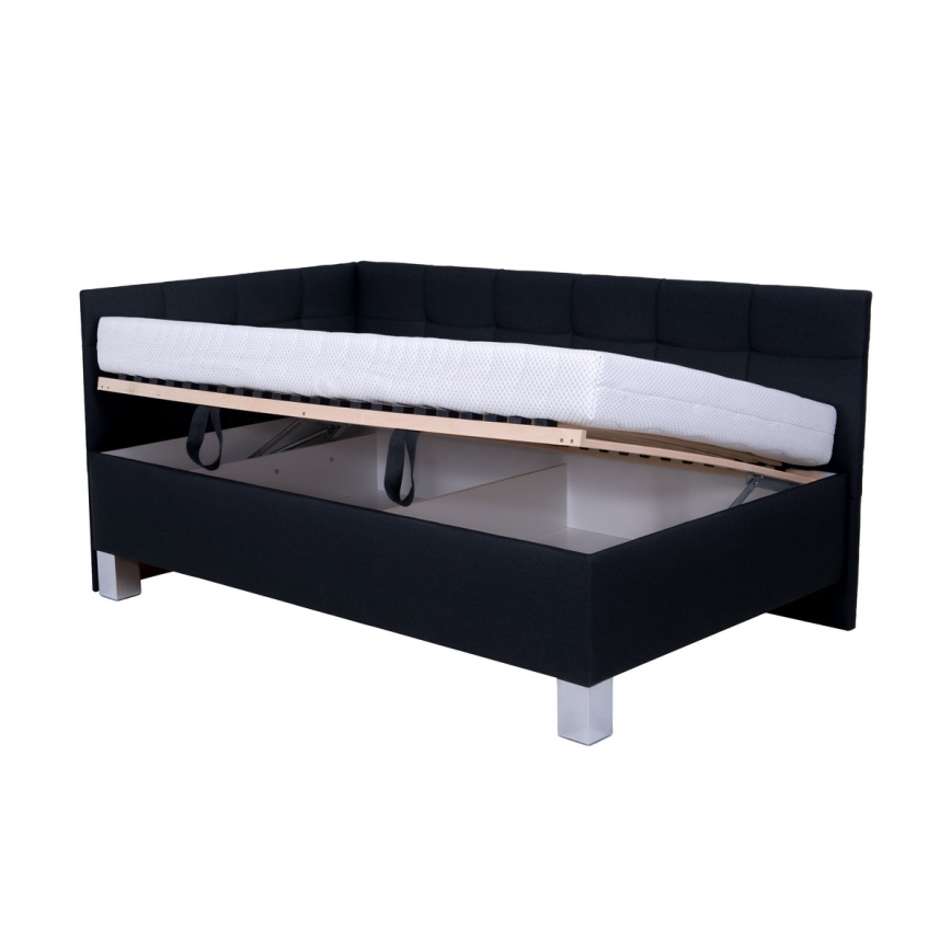 Lit rembourré avec matelas et coffre de rangement MARIA PETITE 120x200 cm, anthracite