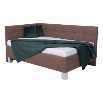 Lit rembourré avec matelas et coffre de rangement MARIA PETITE 120x200 cm marron