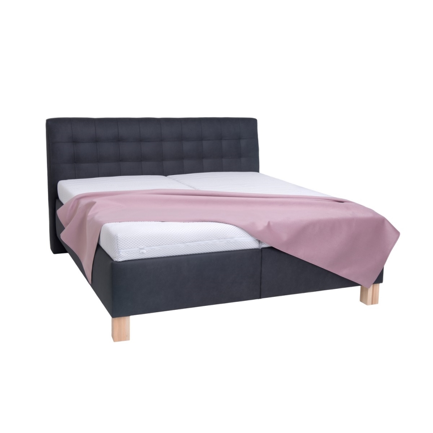 Lit rembourré avec matelas et coffre de rangement VIOLET 160x200 cm anthracite
