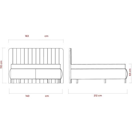 Lit rembourré avec matelas et espace de stockage ALEXA 140x200 cm beige