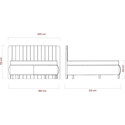 Lit rembourré avec matelas et espace de stockage ALEXA 180x200 cm beige
