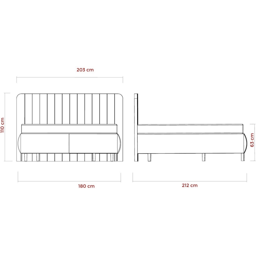 Lit rembourré avec matelas et espace de stockage ALEXA 180x200 cm beige