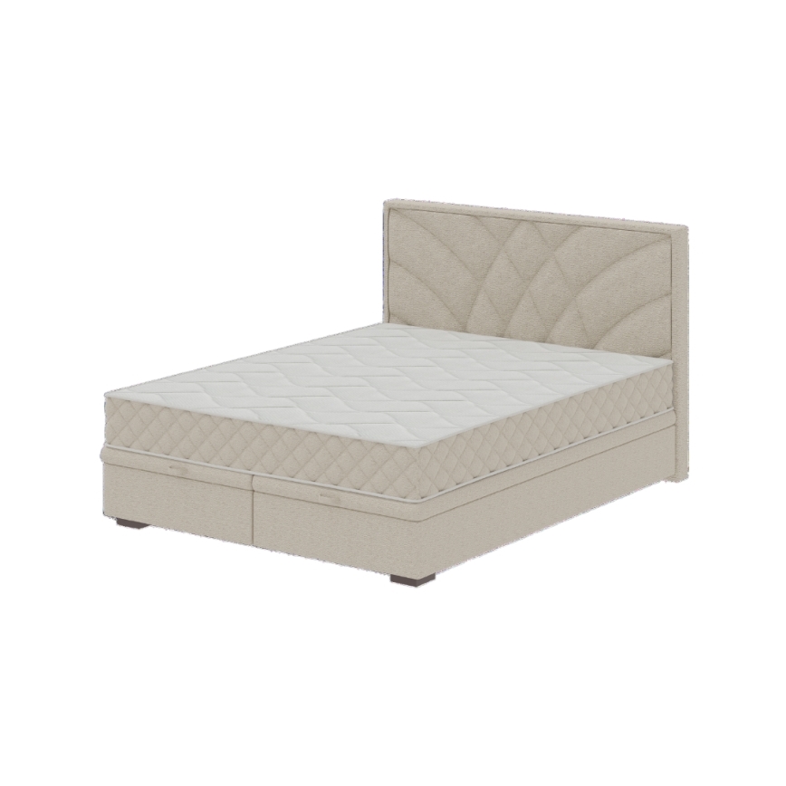 Lit rembourré avec matelas et espace de stockage GINA 140x200 cm beige