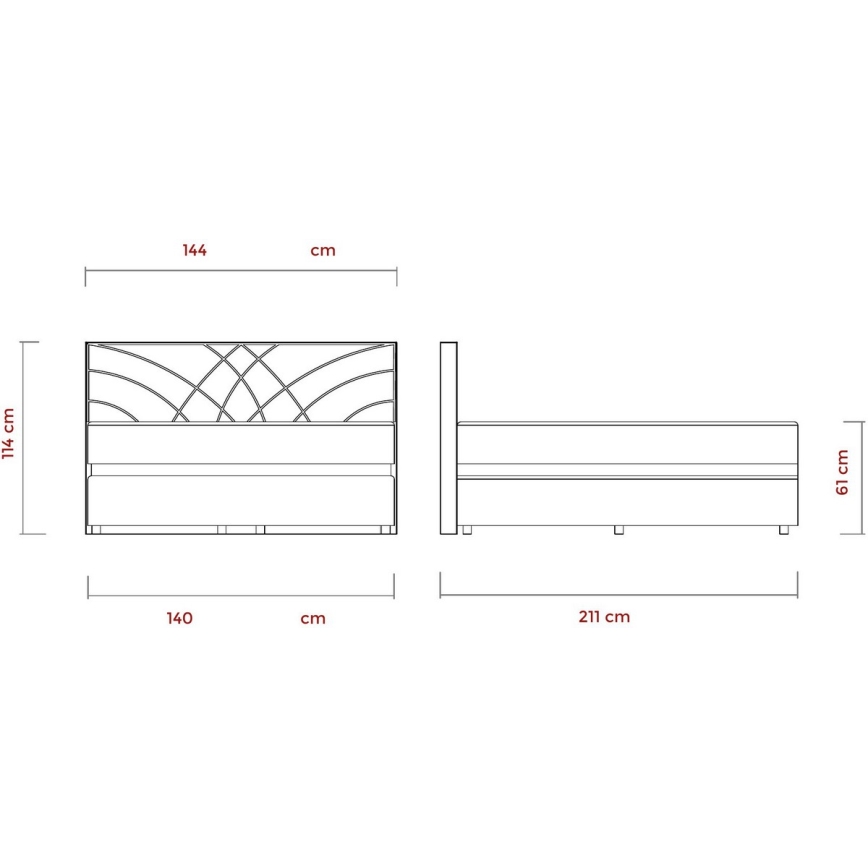 Lit rembourré avec matelas et espace de stockage GINA 140x200 cm beige