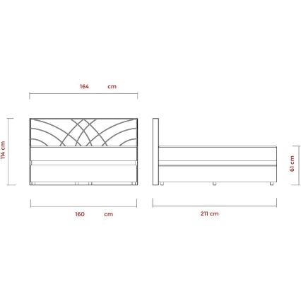 Lit rembourré avec matelas et espace de stockage GINA 160x200 cm beige