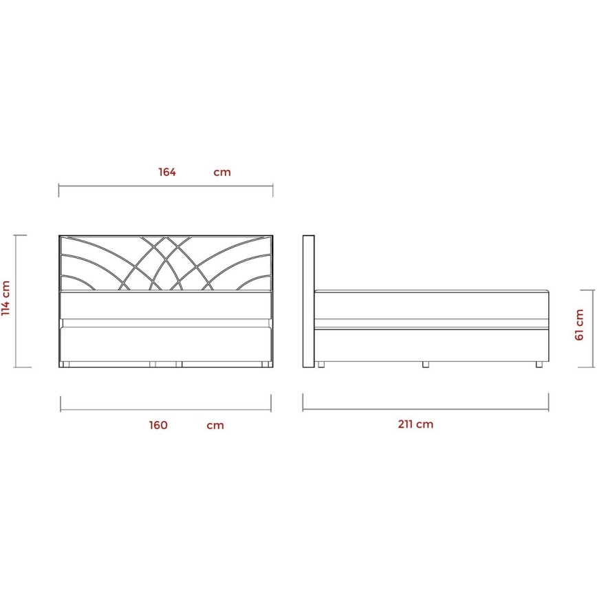 Lit rembourré avec matelas et espace de stockage GINA 160x200 cm beige