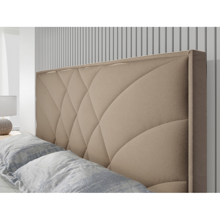 Lit rembourré avec matelas et espace de stockage GINA 180x200 cm beige
