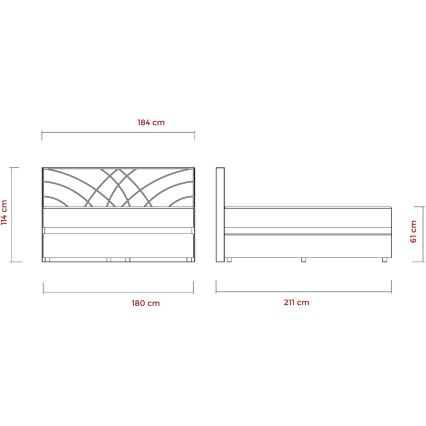 Lit rembourré avec matelas et espace de stockage GINA 180x200 cm beige