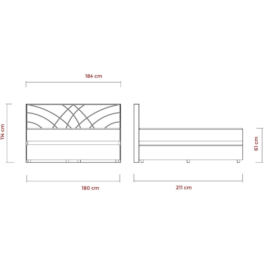 Lit rembourré avec matelas et espace de stockage GINA 180x200 cm beige