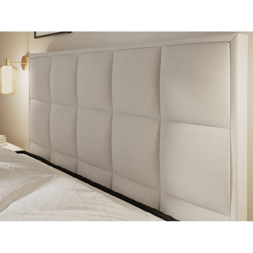 Lit rembourré avec matelas et espace de stockage GRACE 140x200 cm gris