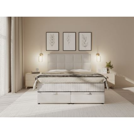 Lit rembourré avec matelas et espace de stockage GRACE 140x200 cm gris