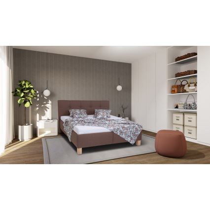 Lit rembourré avec matelas et espace de stockage MARIA 160x200 cm marron