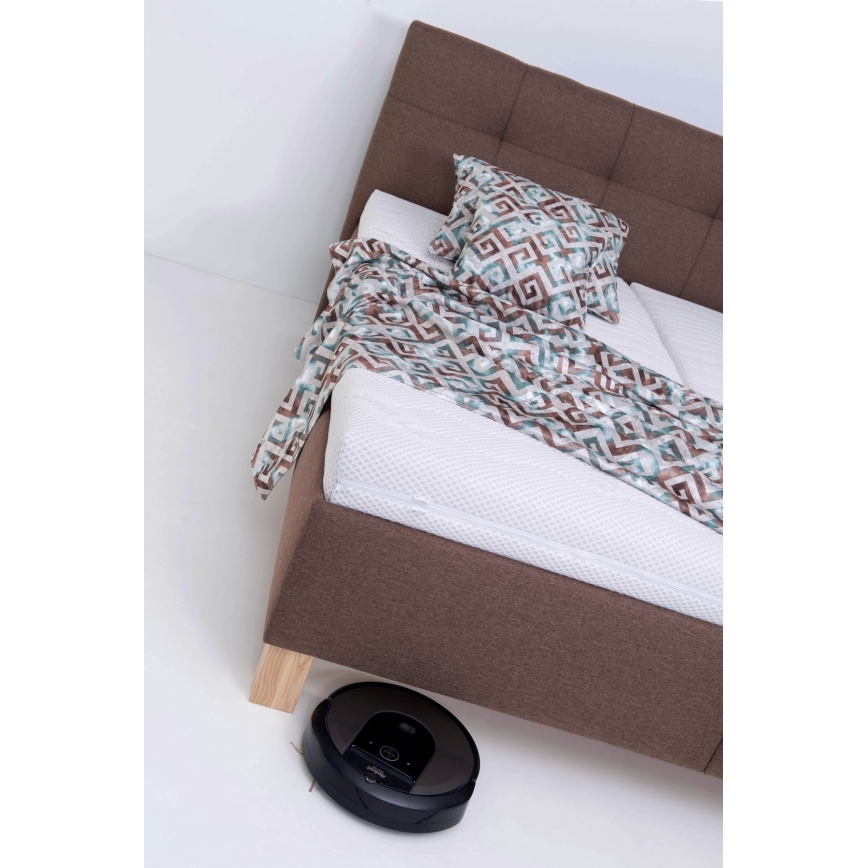 Lit rembourré avec matelas et espace de stockage MARIA 160x200 cm marron