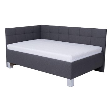 Lit rembourré avec matelas et espace de stockage MARIA PETITE 120x200 cm gris