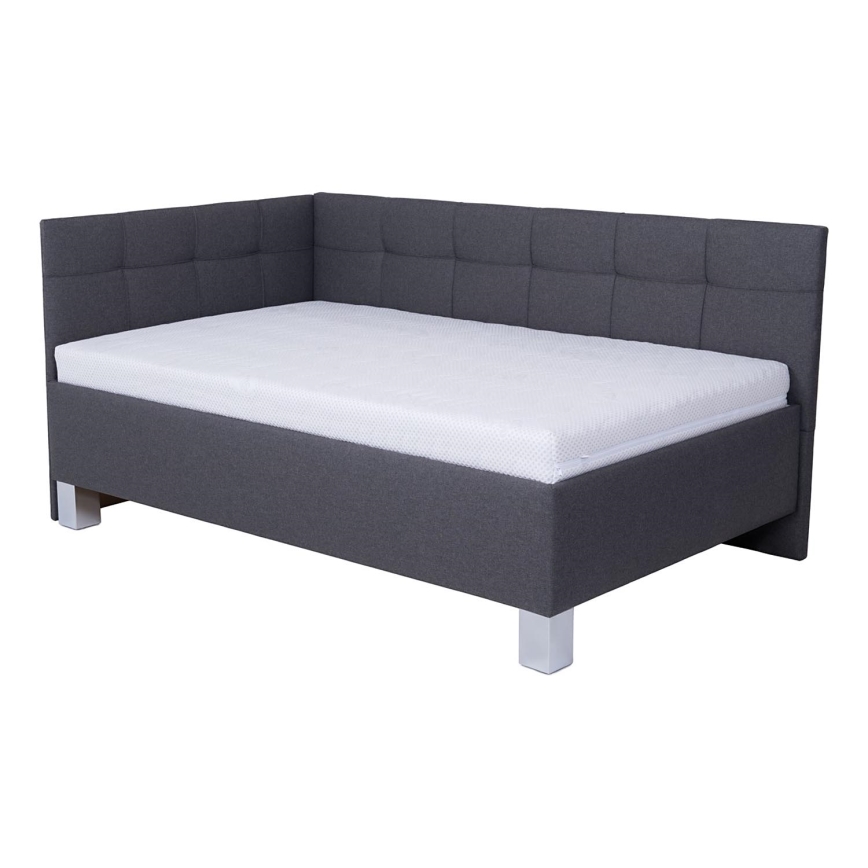 Lit rembourré avec matelas et espace de stockage MARIA PETITE 120x200 cm gris