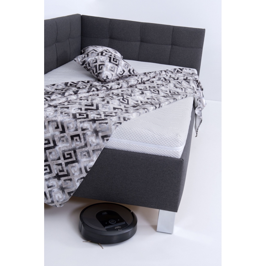 Lit rembourré avec matelas et espace de stockage MARIA PETITE 120x200 cm gris