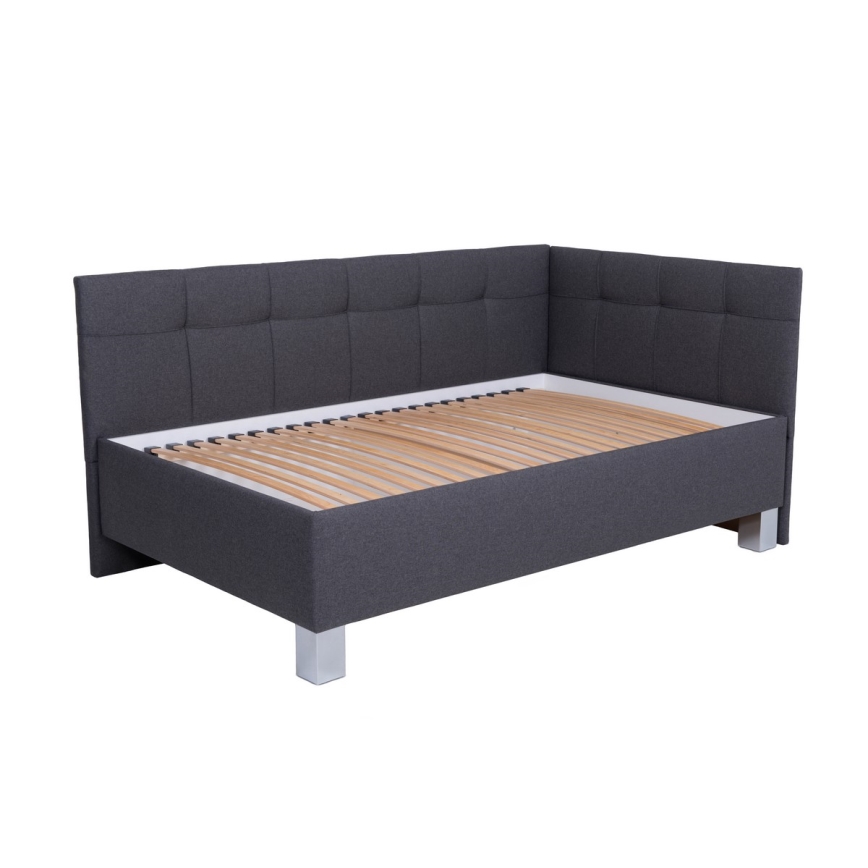 Lit rembourré avec matelas et espace de stockage MARIA PETITE 120x200 cm gris
