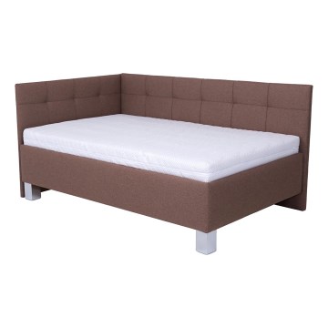 Lit rembourré avec matelas et espace de stockage MARIA PETITE 120x200 cm marron