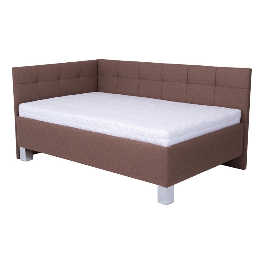 Lit rembourré avec matelas et espace de stockage MARIA PETITE 120x200 cm marron