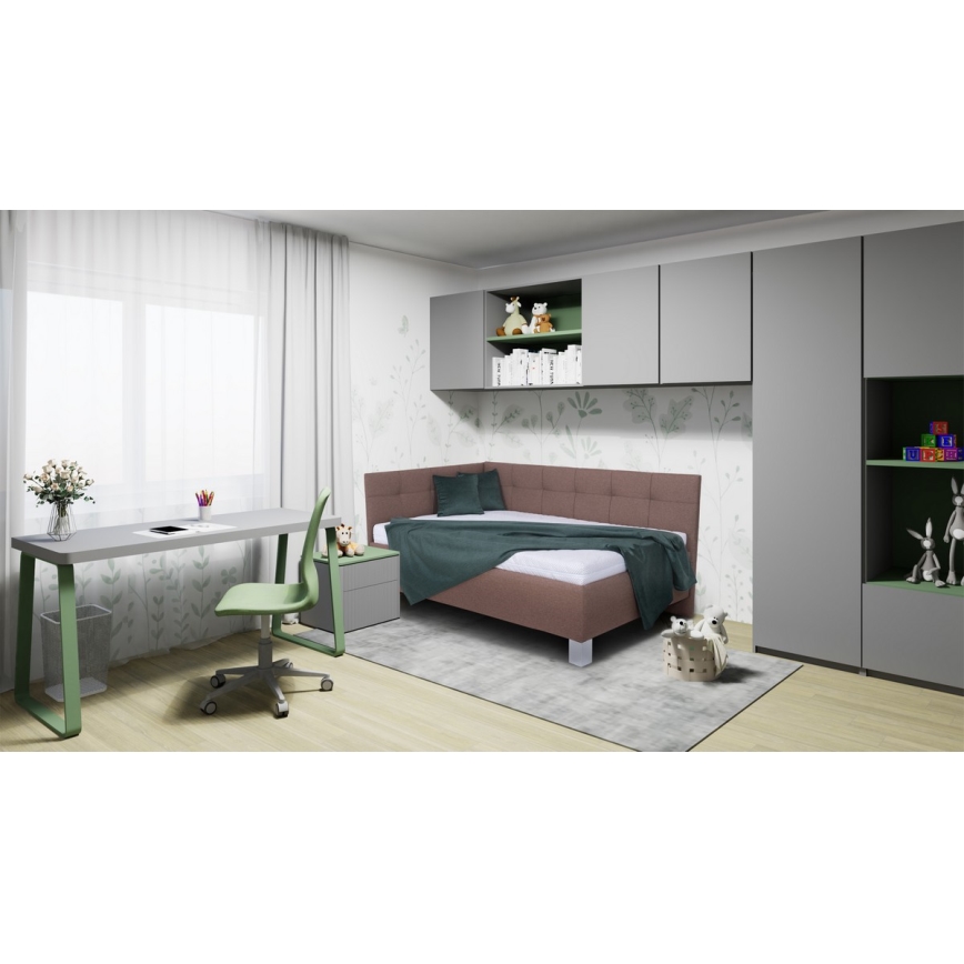 Lit rembourré avec matelas et espace de stockage MARIA PETITE 120x200 cm marron