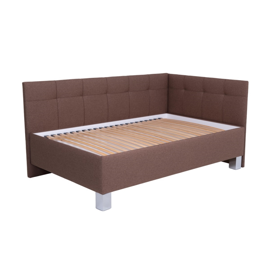 Lit rembourré avec matelas et espace de stockage MARIA PETITE 120x200 cm marron