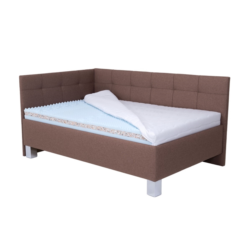 Lit rembourré avec matelas et espace de stockage MARIA PETITE 120x200 cm marron