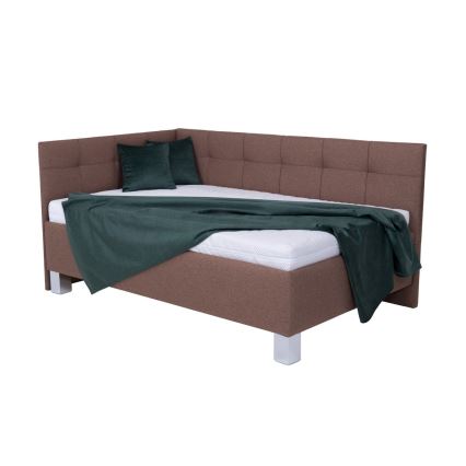 Lit rembourré avec matelas et espace de stockage MARIA PETITE 120x200 cm marron