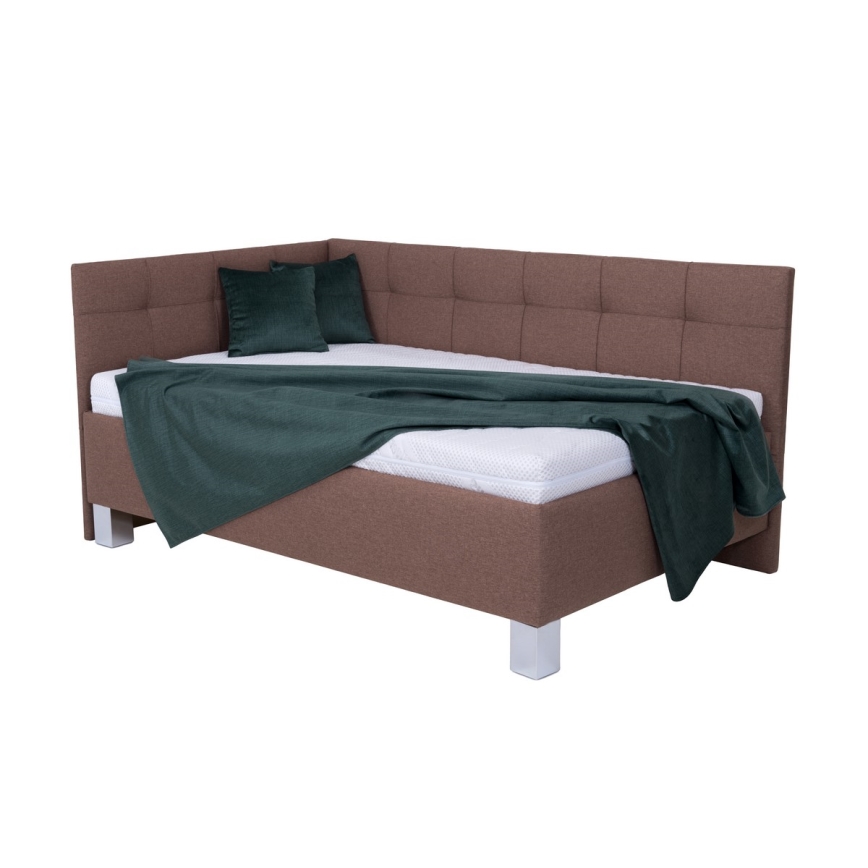 Lit rembourré avec matelas et espace de stockage MARIA PETITE 120x200 cm marron