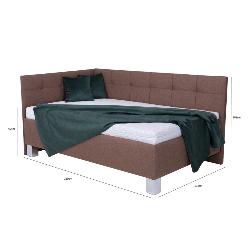 Lit rembourré avec matelas et espace de stockage MARIA PETITE 120x200 cm marron