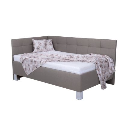 Lit rembourré avec matelas et espace de stockage MARIA PETITE 120x200 cm taupe
