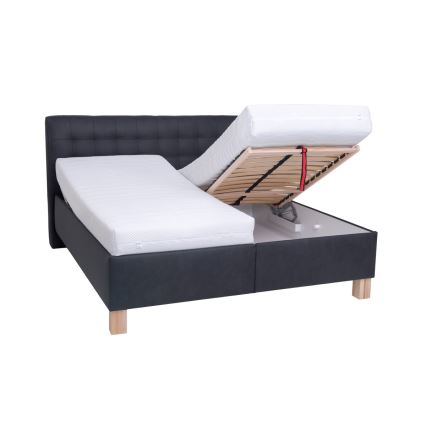 Lit rembourré avec matelas et espace de stockage VIOLET 160x200 cm anthracite