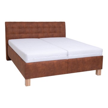 Lit rembourré avec matelas et espace de stockage VIOLET 160x200 cm cognac marron