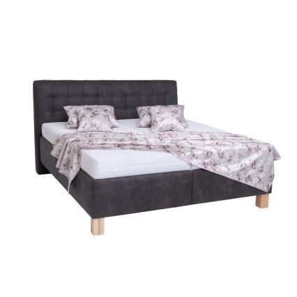 Lit rembourré avec matelas et espace de stockage VIOLET 160x200 cm gris foncé