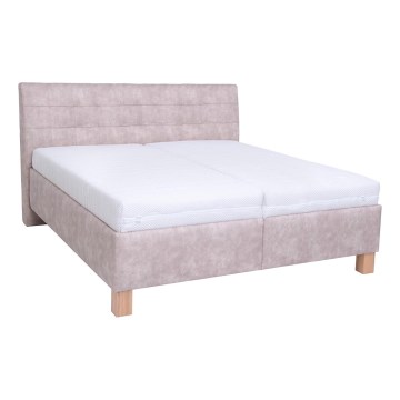 Lit rembourré avec matelas et espace de stockage VIOLET 180x200 cm beige