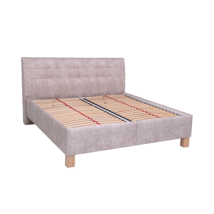 Lit rembourré avec matelas et espace de stockage VIOLET 180x200 cm beige