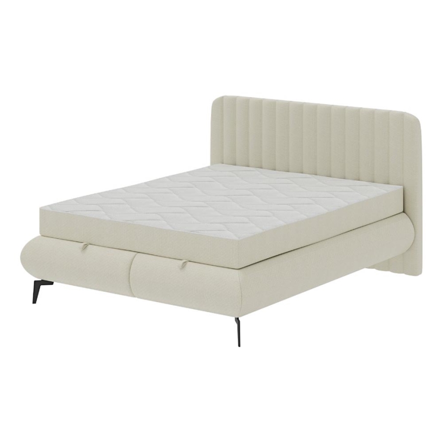 Lit rembourré avec matelas et surmatelas avec un espace de stockage ALEXA 160x200 cm beige