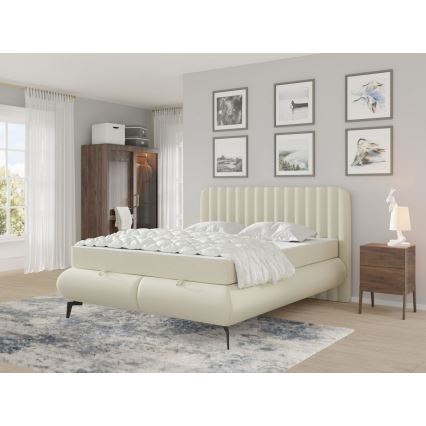Lit rembourré avec matelas et surmatelas avec un espace de stockage ALEXA 160x200 cm beige