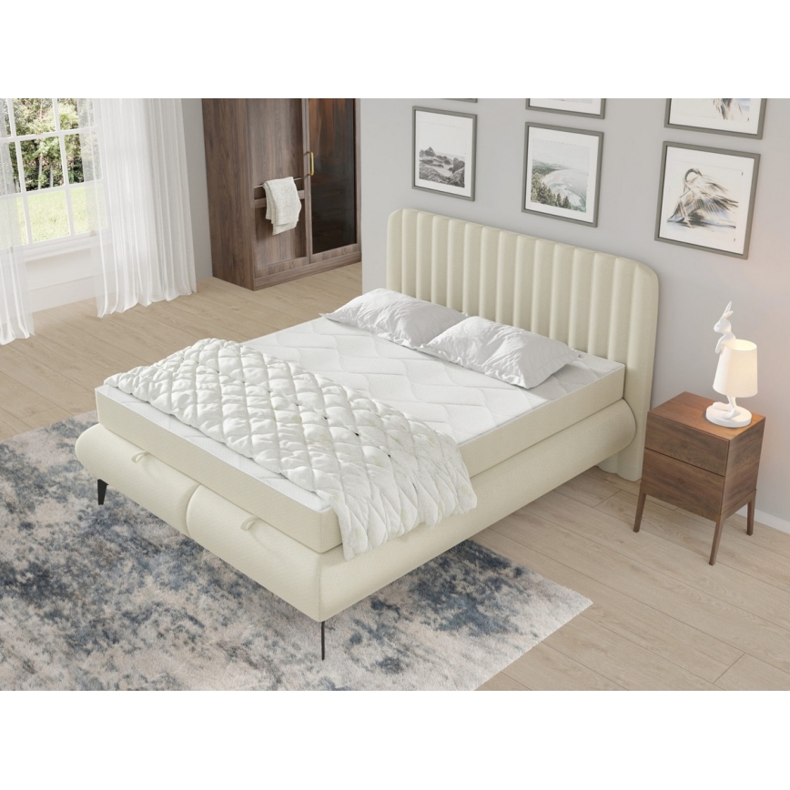 Lit rembourré avec matelas et surmatelas avec un espace de stockage ALEXA 160x200 cm beige
