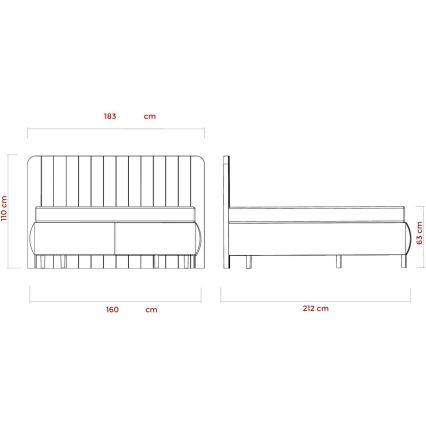 Lit rembourré avec matelas et surmatelas avec un espace de stockage ALEXA 160x200 cm beige
