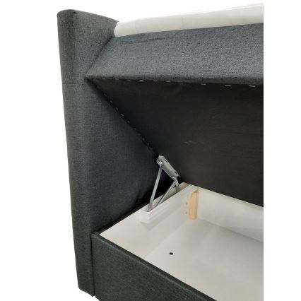 Lit rembourré avec matelas et surmatelas avec un espace de stockage EMBER 160x200 cm anthracite